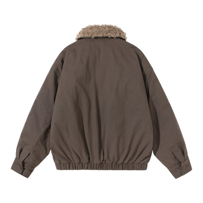 Unisex Boxy Isolation Blouson with removable faux fur shawl collar and cargo pockets EVA-US