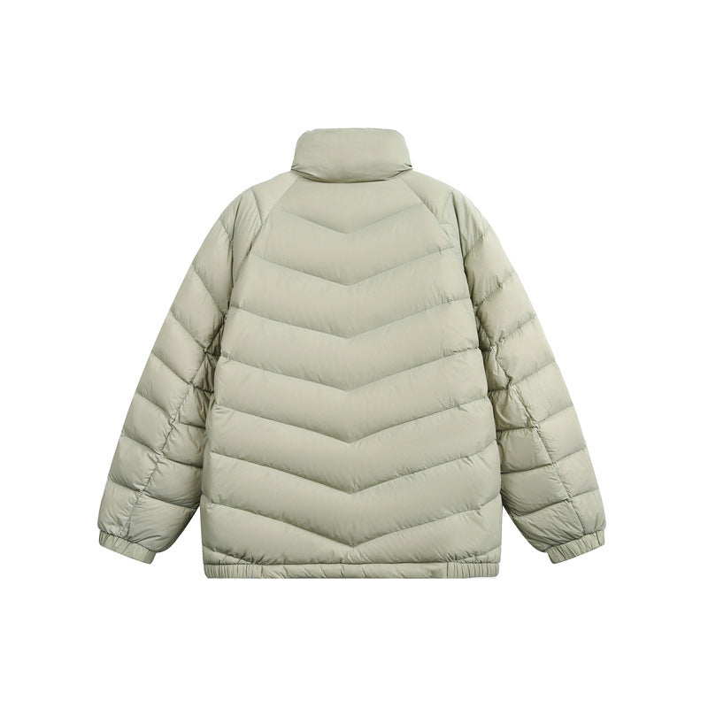 Unisex Short cut padded jacket in boxy fit with chevron quilting and high collar EVA-US