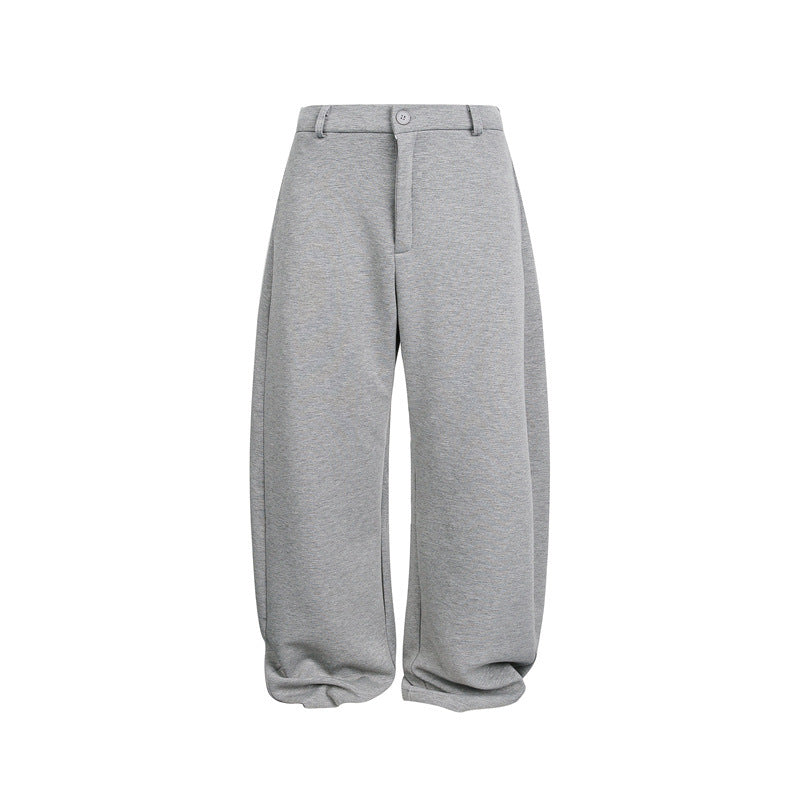 Women's Loose Cropped Sweatpants with Belt Loops, Pleats, and Balloon-Shaped Hem