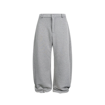 Women's Loose Cropped Sweatpants with Belt Loops, Pleats, and Balloon-Shaped Hem