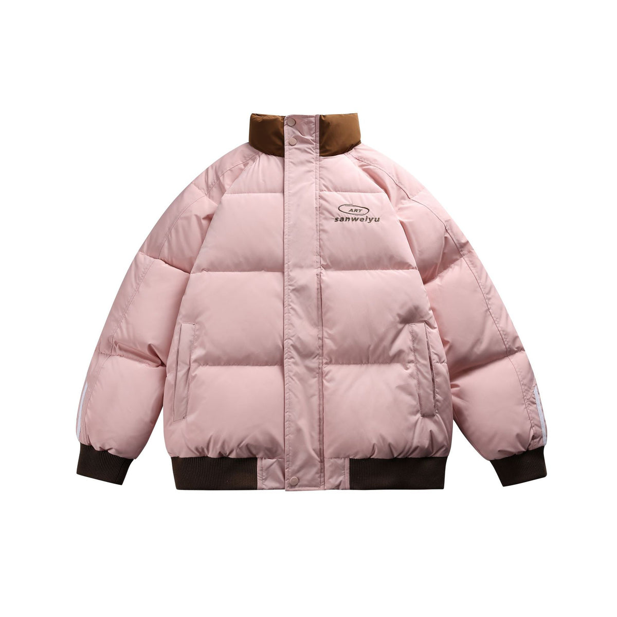 Unisex Short-cut padded bomber jacket with high stand-up collar and contrasting ribbed hems EVA-US