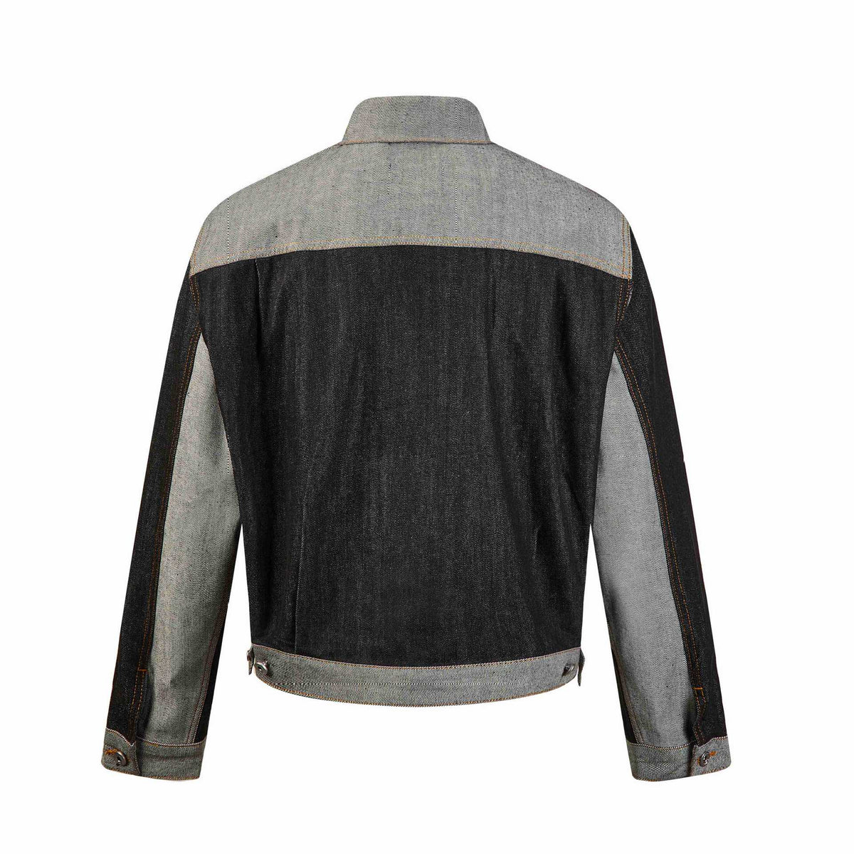 Men's Boxy Denim Jacket with Contrasting Inserts and Utility Pockets EVA-US