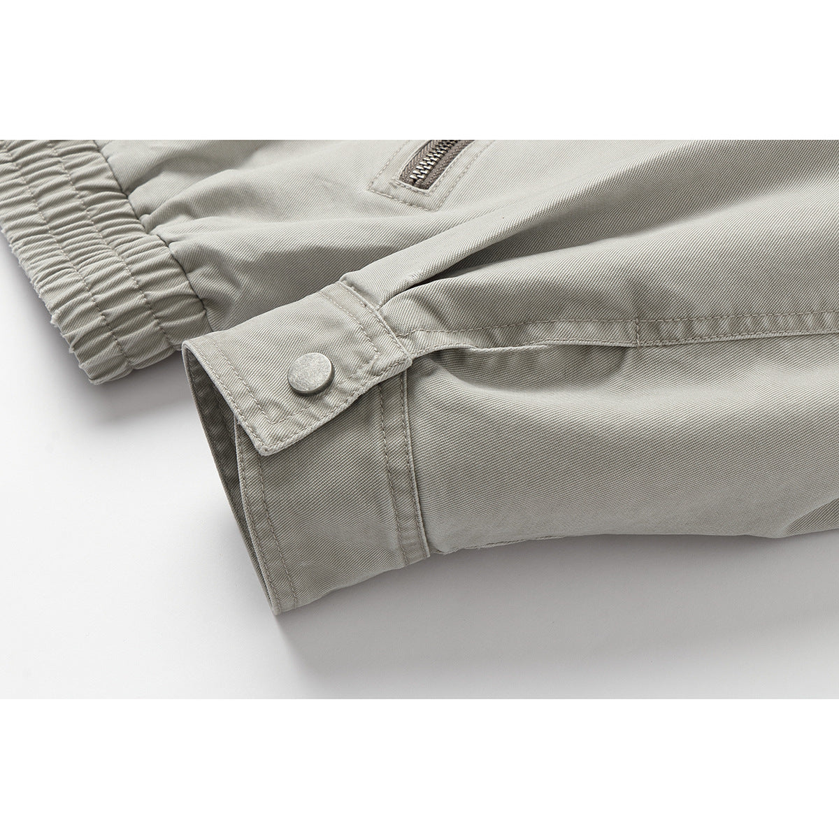 Men's short jacket in boxy cut made of canvas with diagonal zip pockets and elastic hem EVA-US