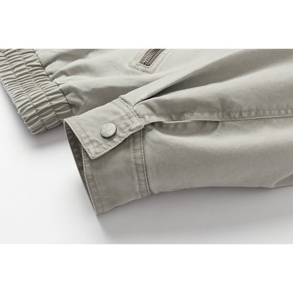 Men's short jacket in boxy cut made of canvas with diagonal zip pockets and elastic hem EVA-US
