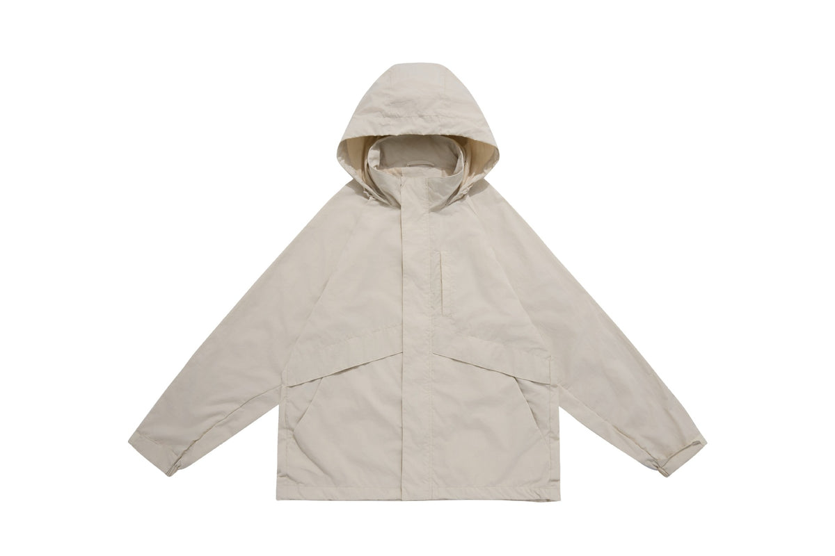 Unisex Wide water-repellent hooded parka with concealed zipper placket and flap pockets EVA-US