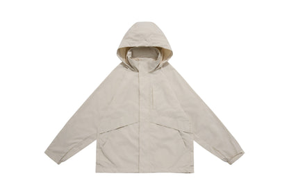 Unisex Wide water-repellent hooded parka with concealed zipper placket and flap pockets EVA-US