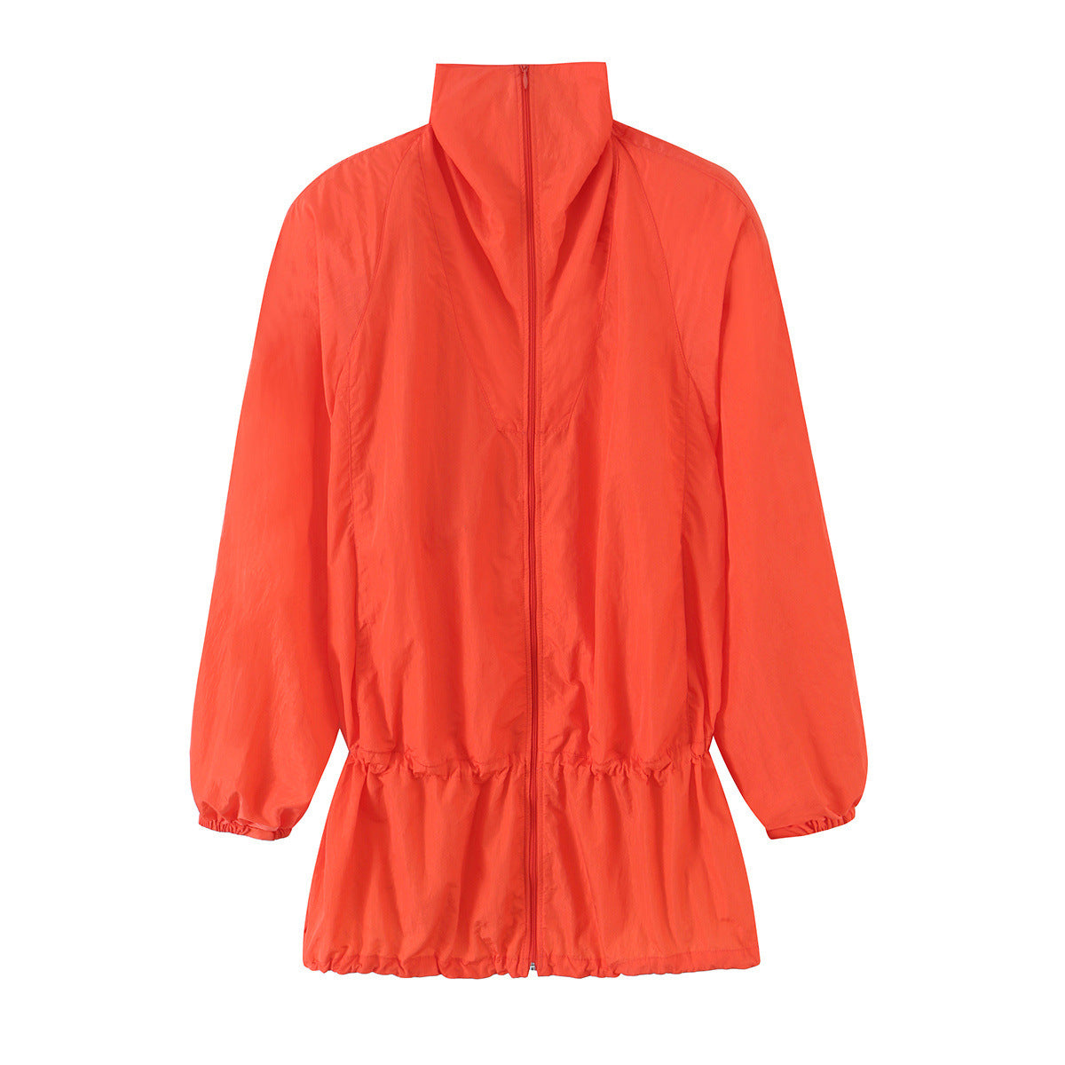 Ladies Light Wind Jacket with High Collar, Drawstring Waist and Elastic Cuffs EVA-US