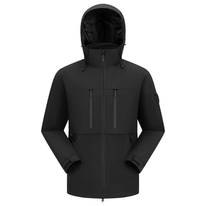 Men's Waterproof Breathable Softshell Outdoor Jacket with Adjustable Hood EVA-US