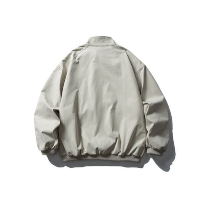 Unisex Oversize Boxy Bomber Jacket with Stand-up Collar and Large Flap Pockets EVA-US