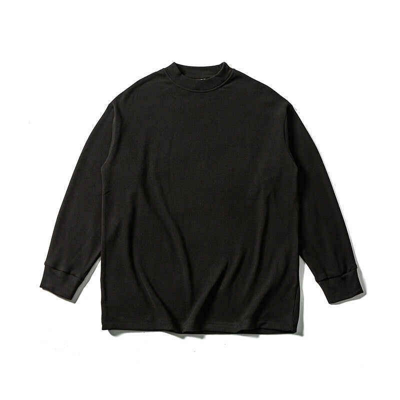 Unisex Oversize-Long sleeve shirt with mock neck made of cotton blend EVA-US