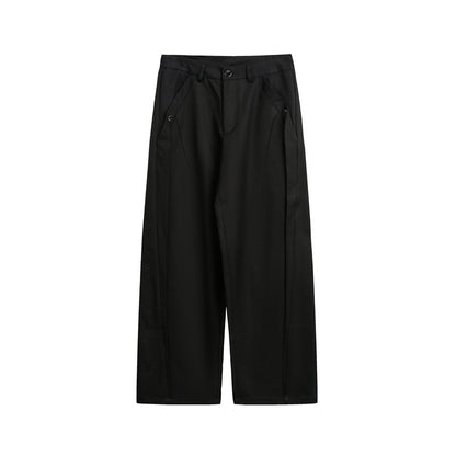 Women's Wide High-Waist Fabric Trousers with Crease and Side Insert Pockets EVA-US