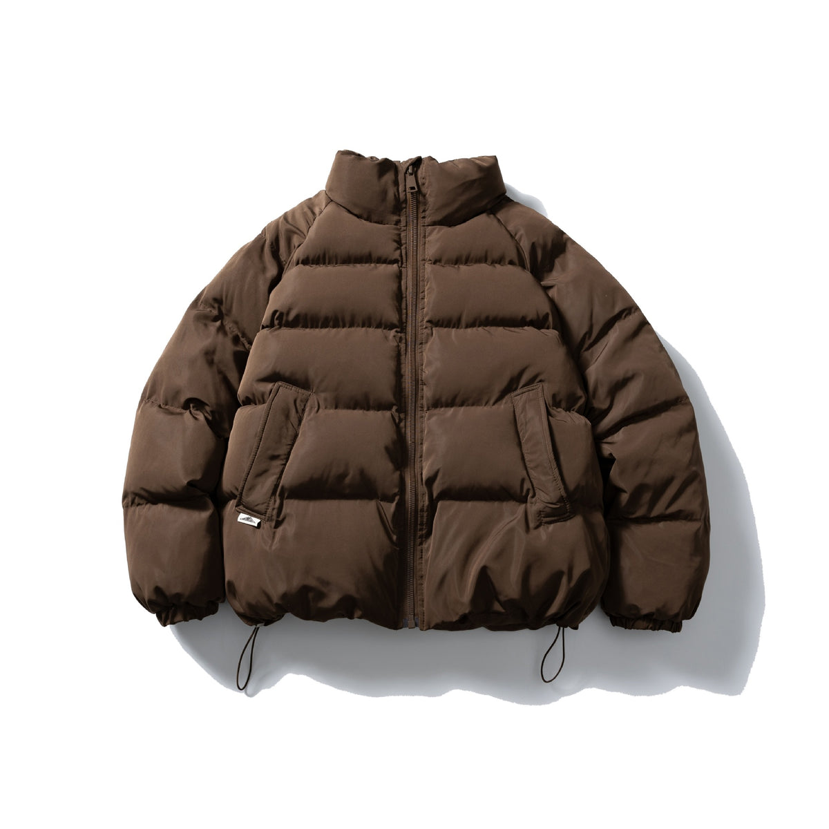 Unisex Short Cut Quilted Jacket in Boxy Cut with High Collar and Drawstring EVA-US