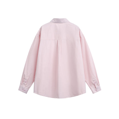 Women Oversize Casual Shirt with Drop Shoulder and Chest Pocket EVA-US
