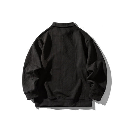 Unisex Structured Polo Shirt-Knit Sweater in Oversize Cut with Cable and Diamond Knit EVA-US