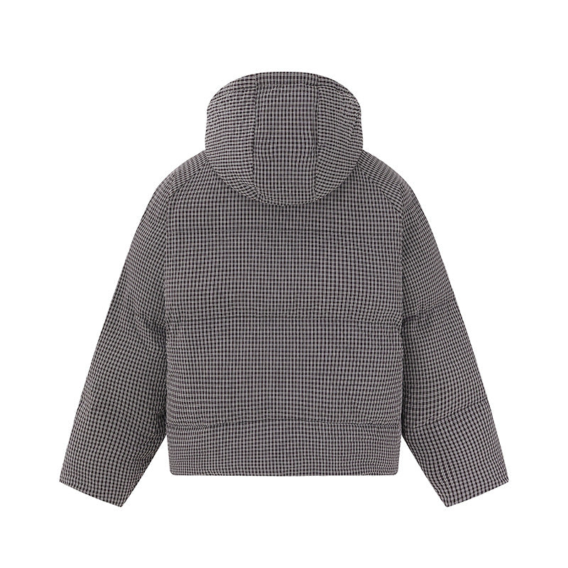 Unisex short-cut padded hoodie with fine check quilting EVA-US