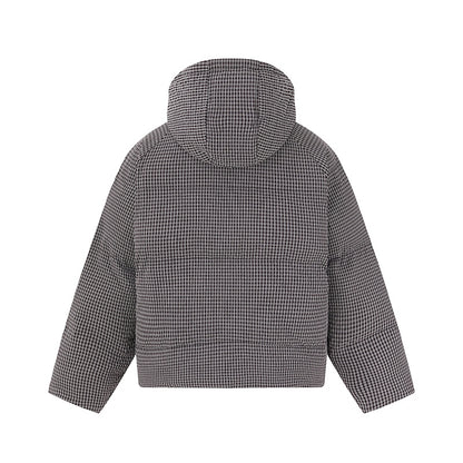 Unisex short-cut padded hoodie with fine check quilting EVA-US