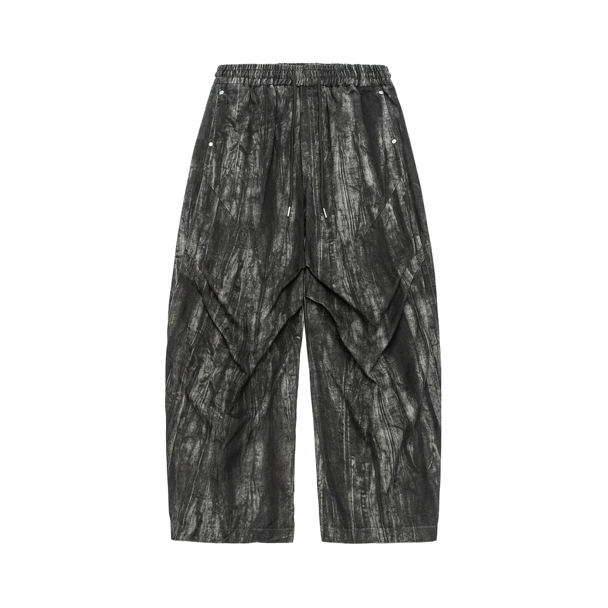 Men's Asymmetrical Harem Pants with Pleated Layers and Drawstring EVA-US