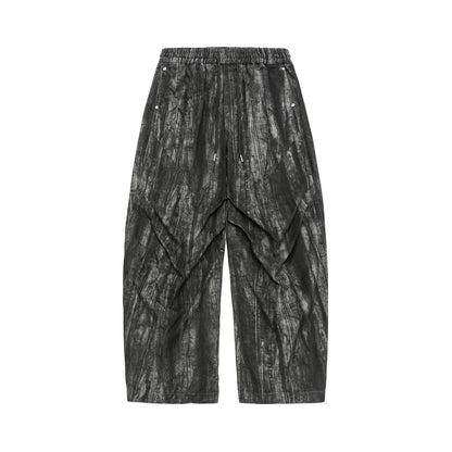 Men's Asymmetrical Harem Pants with Pleated Layers and Drawstring EVA-US