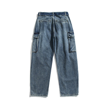 Women's High-Waisted Cargo Jeans with Belt, Loose Fit and Used Look EVA-US