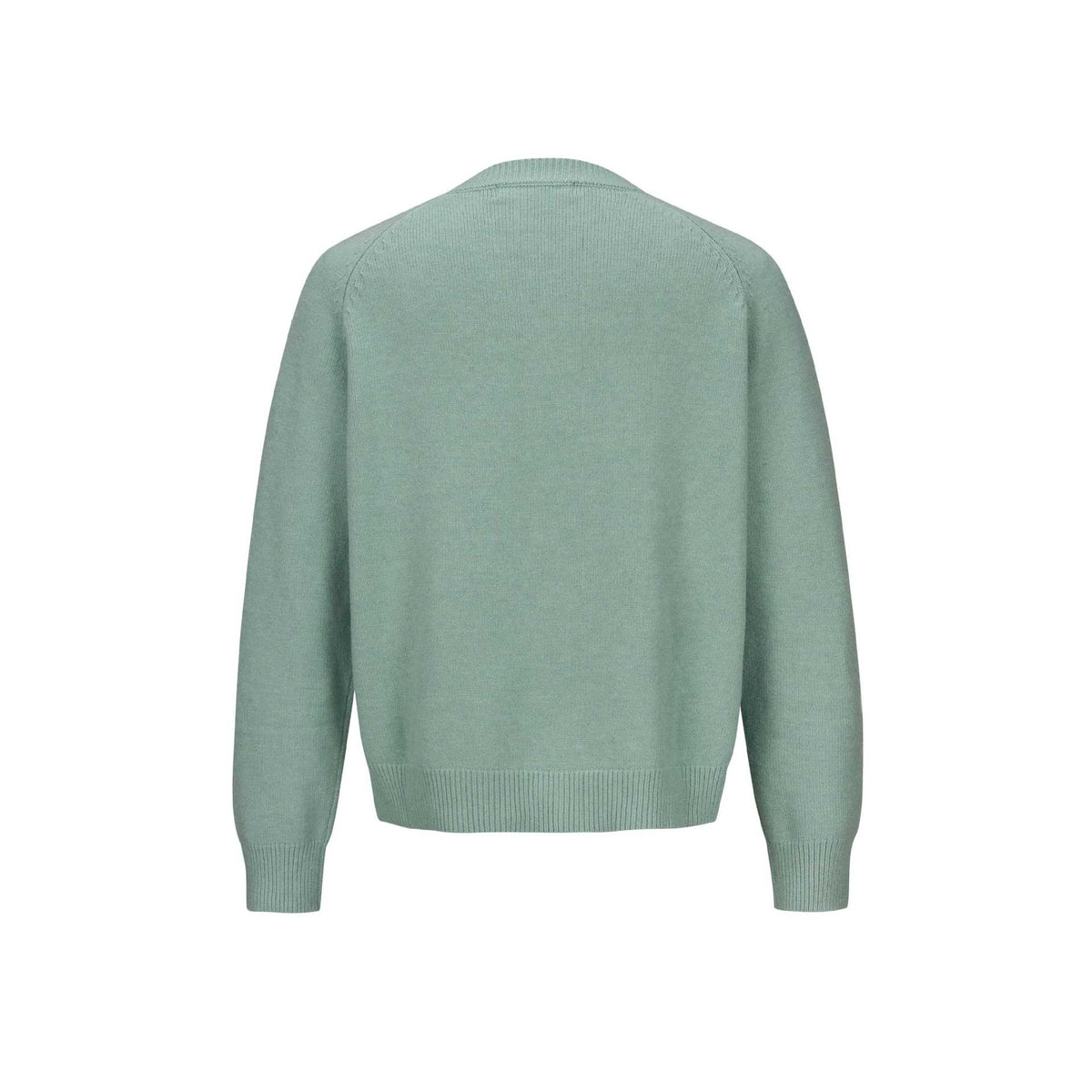Women's Fine Crew Neck Cardigan with Raglan Sleeves and Concealed Button Placket EVA-US