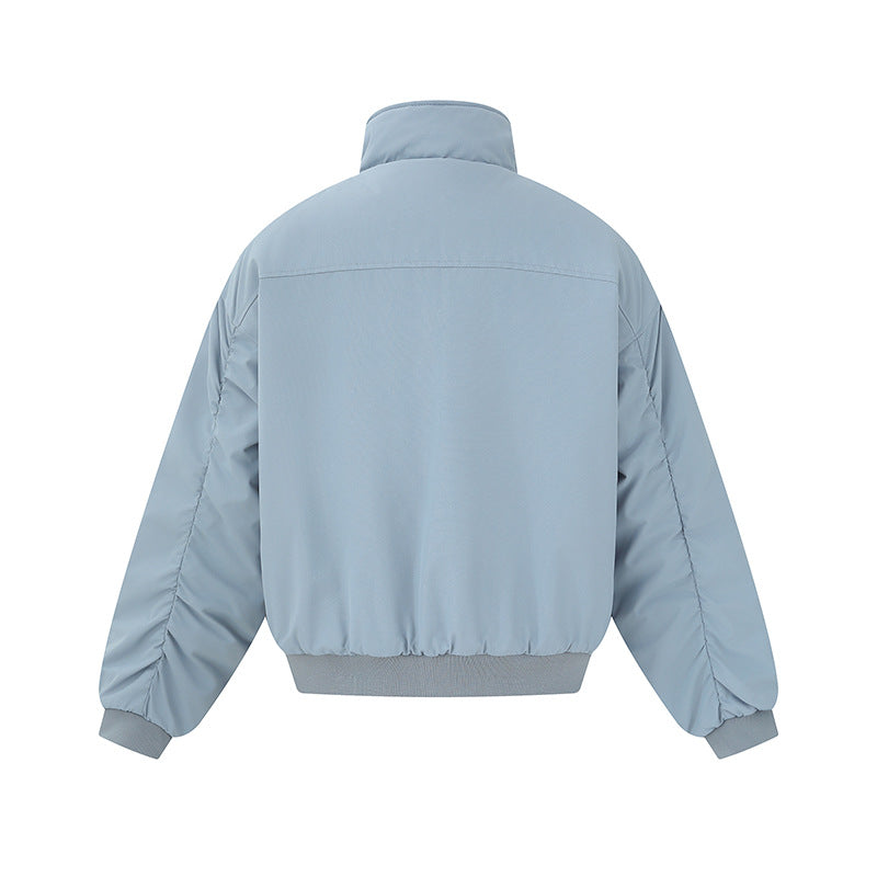 Unisex Boxy-Bomber Jacket with High Stand Collar and Elastic Hem EVA-US