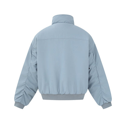 Unisex Boxy-Bomber Jacket with High Stand Collar and Elastic Hem EVA-US