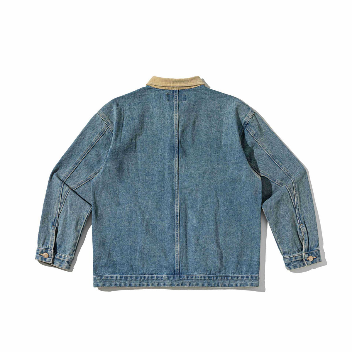 Unisex Boxy Denim Blouson Jacket with Cord Collar and Utility Pockets EVA-US