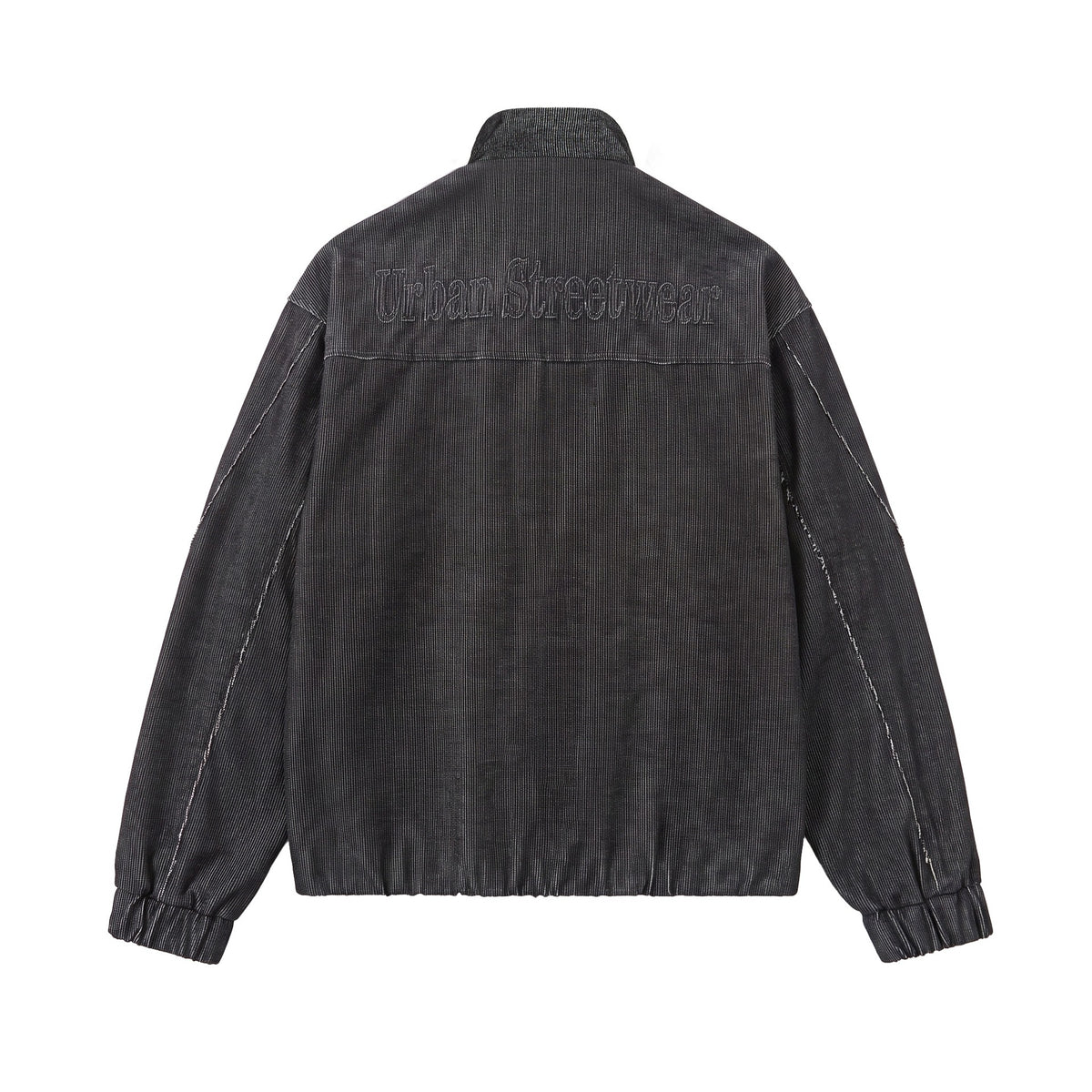 Unisex Short Cord Boxy Blouson with Stand Collar, Continuous Zipper and Elastic Hem EVA-US
