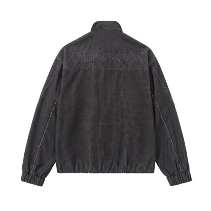 Unisex Short Cord Boxy Blouson with Stand Collar, Continuous Zipper and Elastic Hem EVA-US