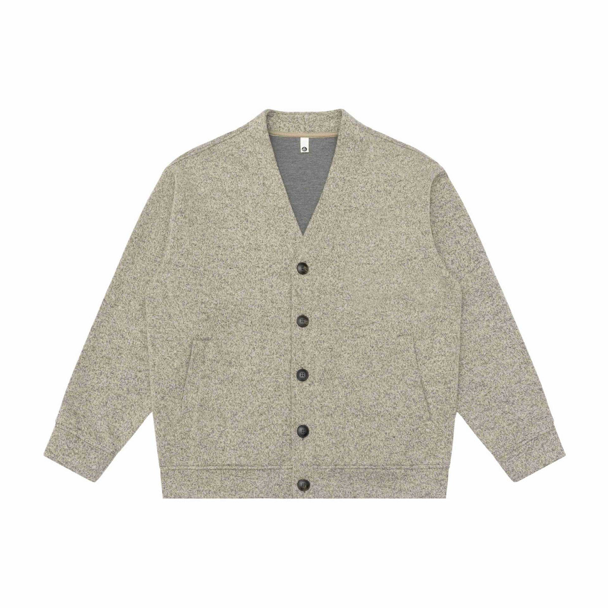 Unisex V-Neck Cardigan with textured knit and patch pockets EVA-US