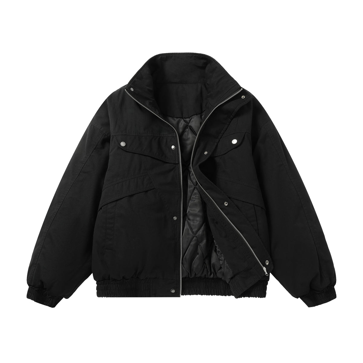 Unisex Boxy Field Jacket with high standing collar and utility pockets EVA-US