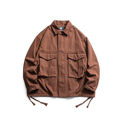 Men's Boxy Utility Blouson Jacket made of canvas with patch pockets and drawstring hem EVA-US