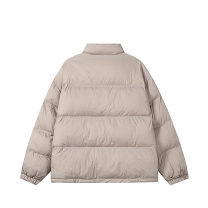 Unisex Short padded oversized jacket with high standing collar and logo print EVA-US