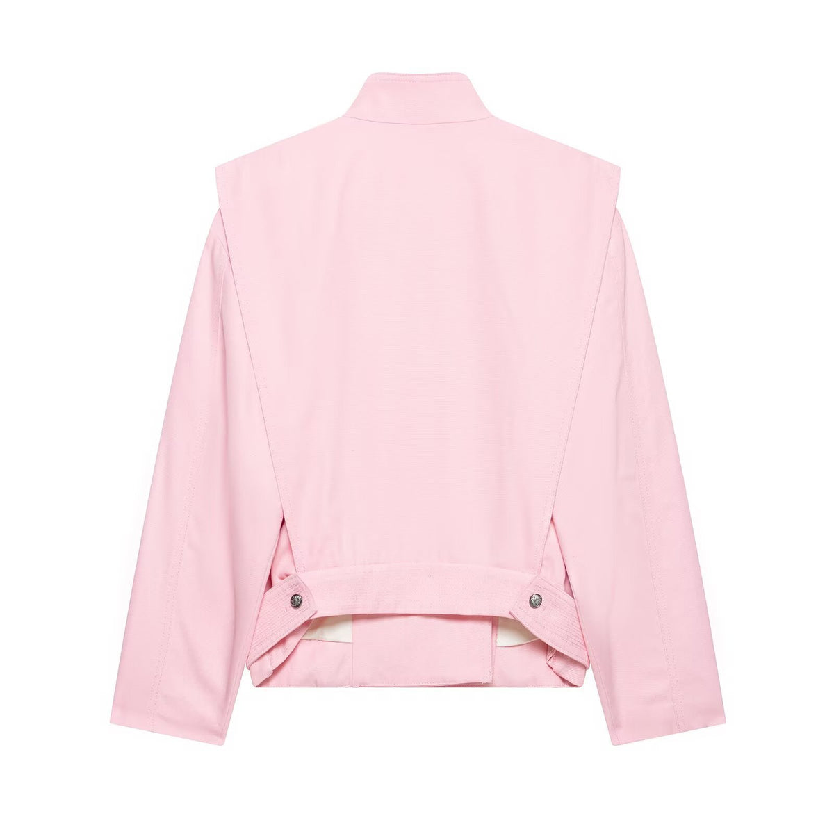 Women's Short Asymmetric Jacket with High Stand-Up Collar and Cape Shoulder EVA-US