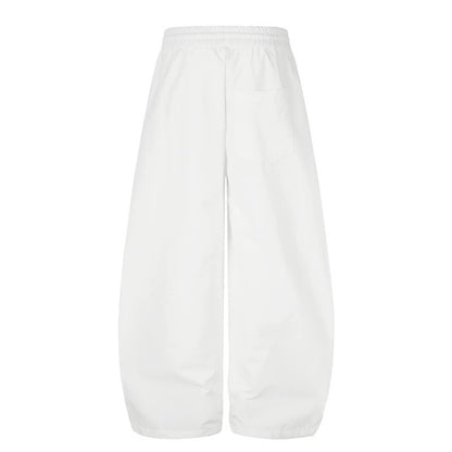 Women's Wide Tech Material Palazzo Pants with Drawstring Waistband, Reflective Side Stripes and Adjustable Cord Hem