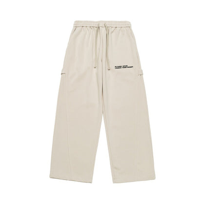 Unisex Wide Cropped Sweatpants in Cargo Style with Drawstring Waistband and Patch Pockets