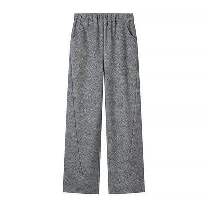 Women's Two-Piece Lounge Set with Round Neck Top and Elastic Wide Leg Pants made of Jersey EVA-US
