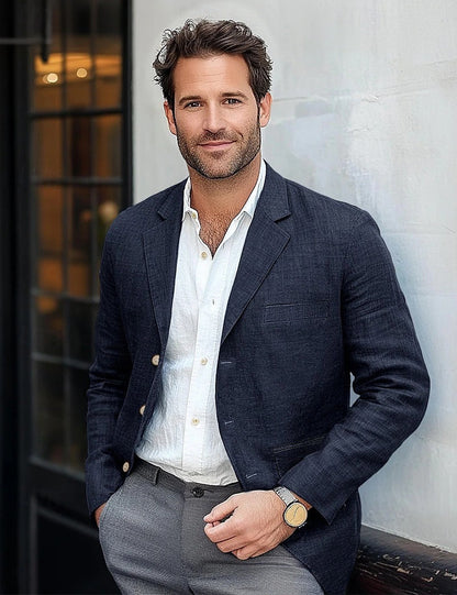 Men's Casual Linen Blazer EVA-US