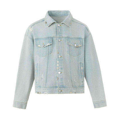 Unisex Castig tailored jeans jacket with logo studs and vintage washed effect EVA-US