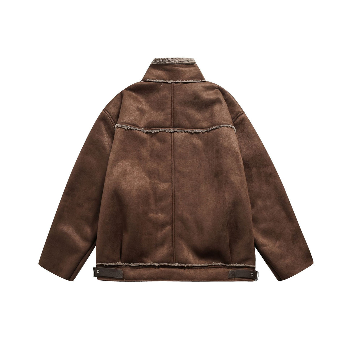 Men's pilot leather jacket with lambskin collar and adjustable hem EVA-US
