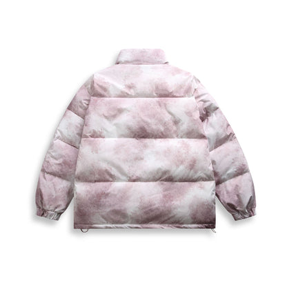 Unisex Short padded blouse jacket in boxy cut with high stand-up collar and diagonal zipper pockets EVA-US