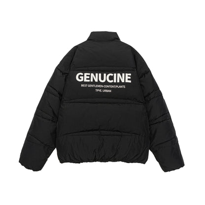 Men's Shorter Oversized Padded Puffer with High Stand Collar and Metal Zipper EVA-US