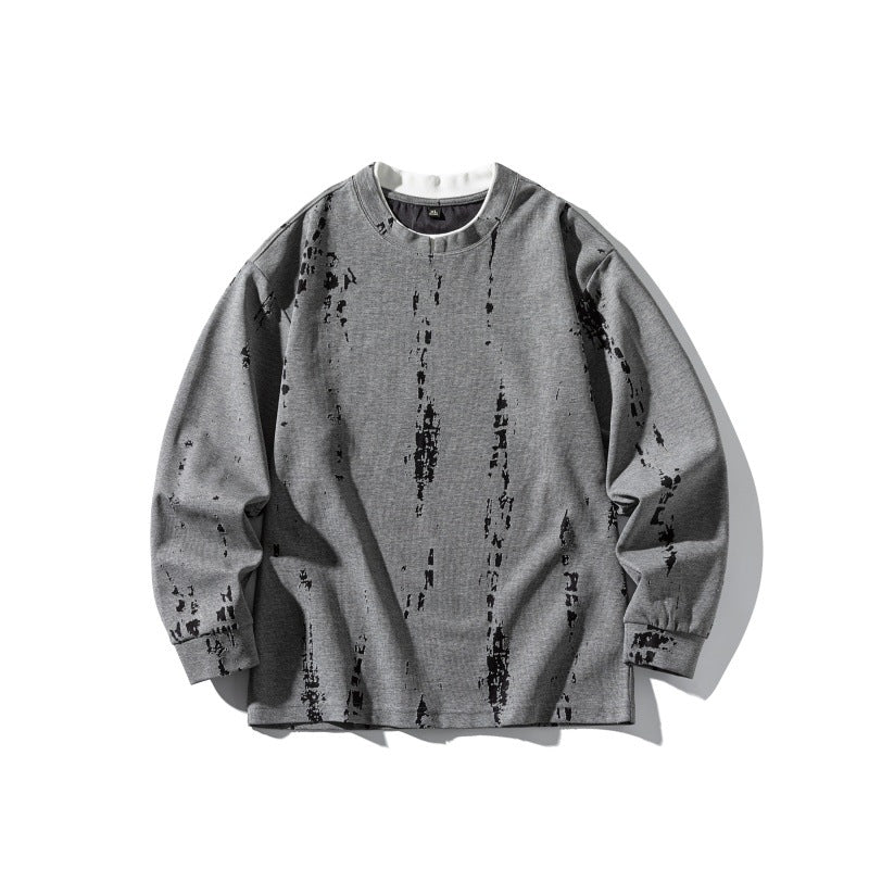 Unisex Oversize-Longsleeve Shirt with Batik and Destroyed Effect EVA-US