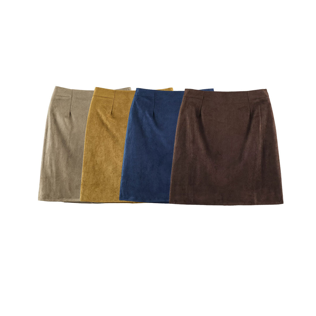 Women's pencil skirt made of suede look with high waist EVA-US