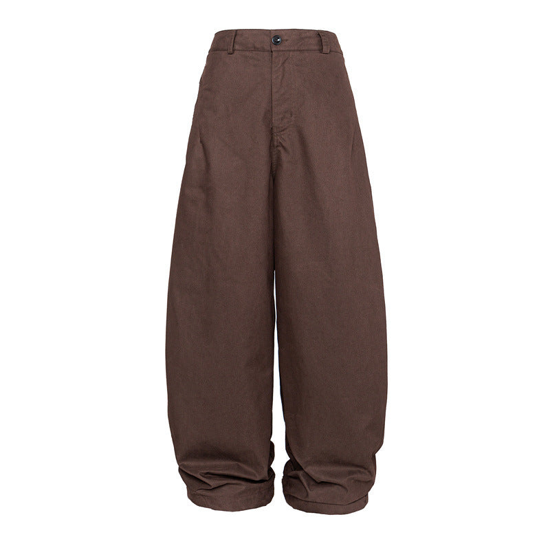 Women High Waist Wide Leg Culotte Pants made of heavy cotton blend with folded waistband EVA-US