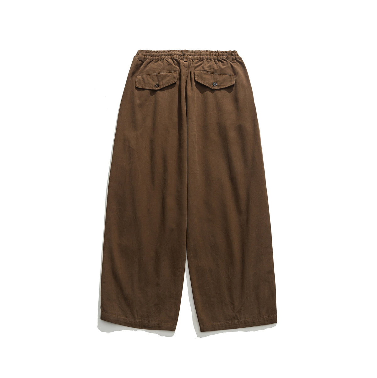 Women's wide utility cargo pants with elastic waistband and decorative pleats