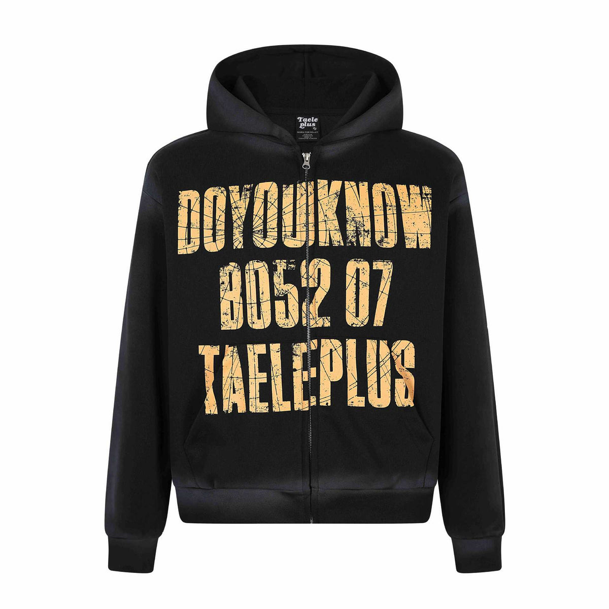 Unisex hooded jacket with full zip, large typo print and kangaroo pocket EVA-US