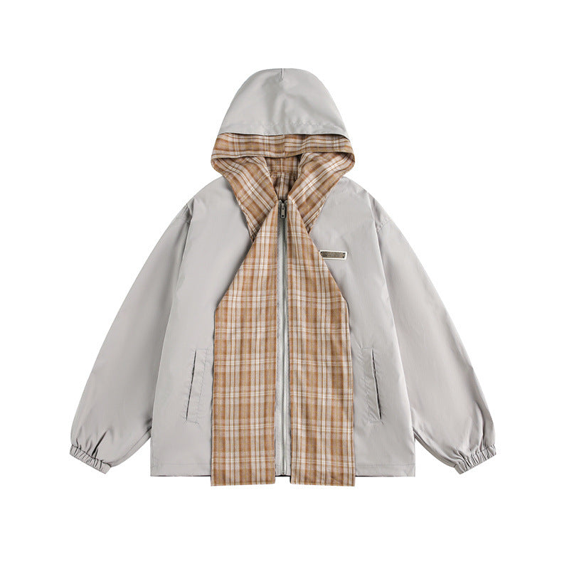 Unisex Two-Layer Hoodie with Checked Inner Placket and Elastic Cuffs EVA-US