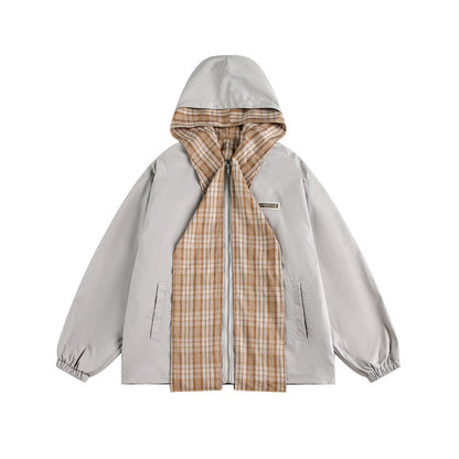 Unisex Two-Layer Hoodie with Checked Inner Placket and Elastic Cuffs EVA-US