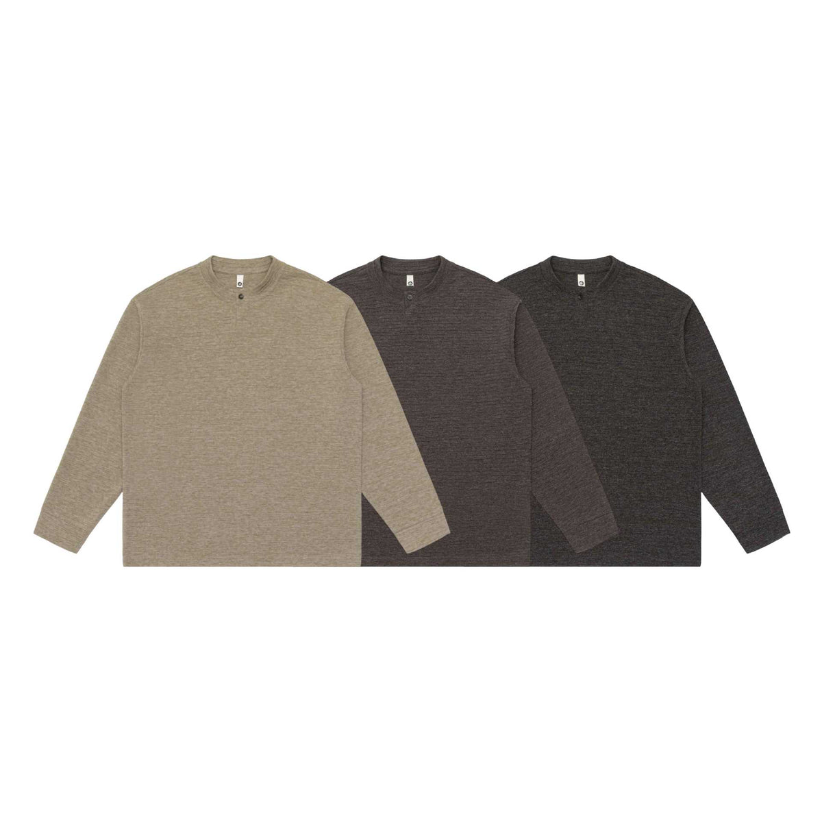 Unisex Structured Henley Sweater with Short Button Collar and Oversized Fit EVA-US
